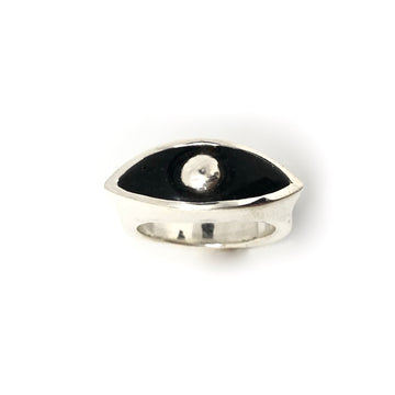 Bague oeil en argent massif et émail à froid