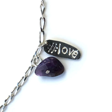 Bracelet "#love" en argent 925 et améthyste.