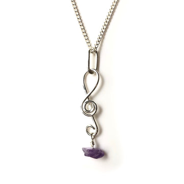 Pendentif clé de sol avec pendant améthyste