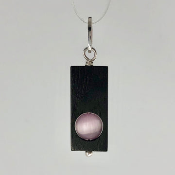 Pendentif ébène, perle oeil de chat