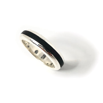 bague "poussière d'ébène" en argent 925 lisse