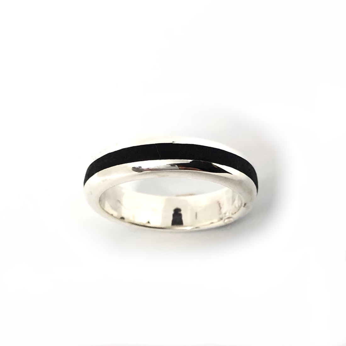 bague "poussière d'ébène" en argent 925 lisse