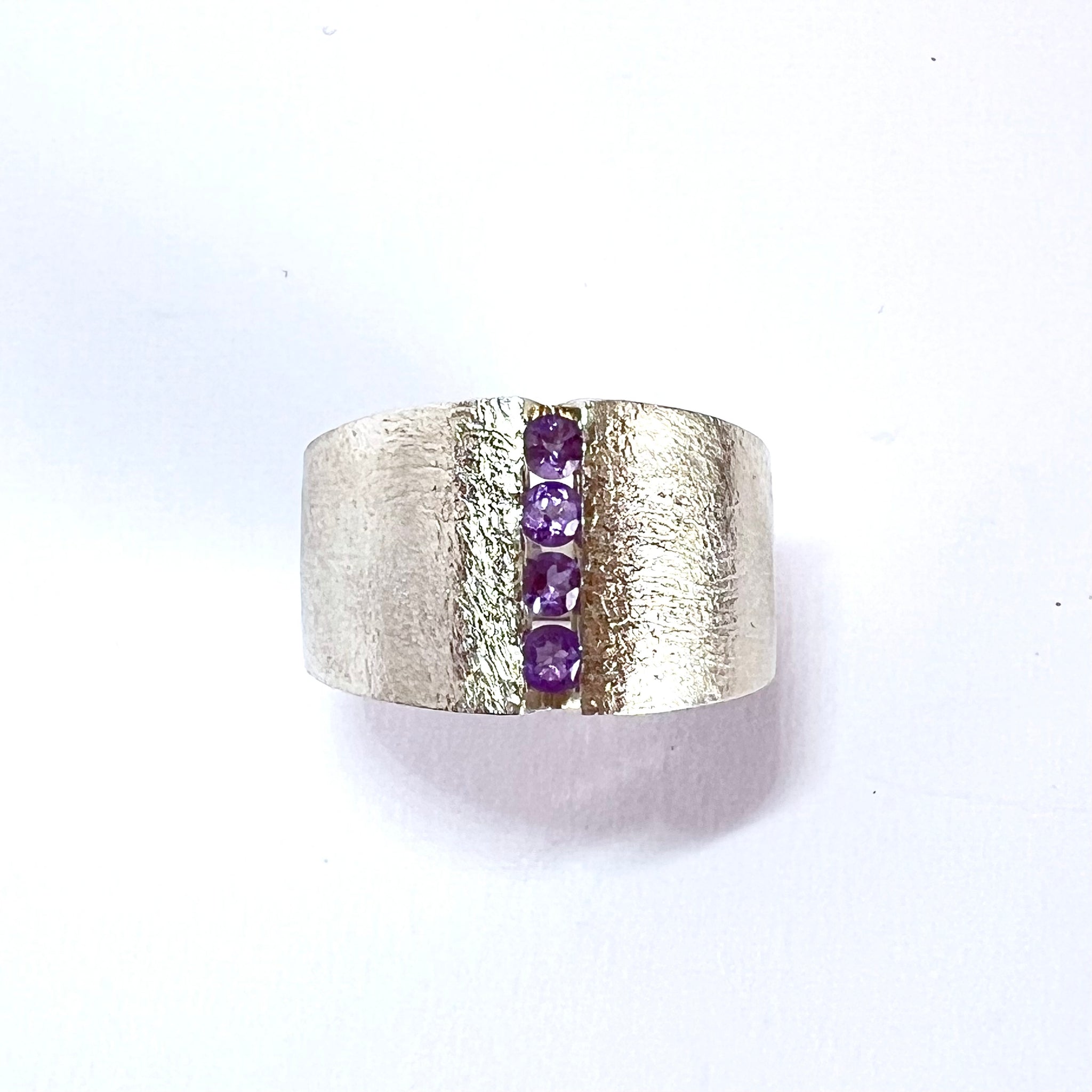 Bague large améthystes