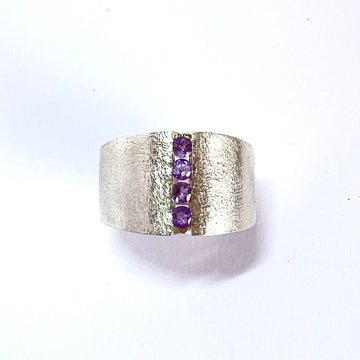 Bague large améthystes