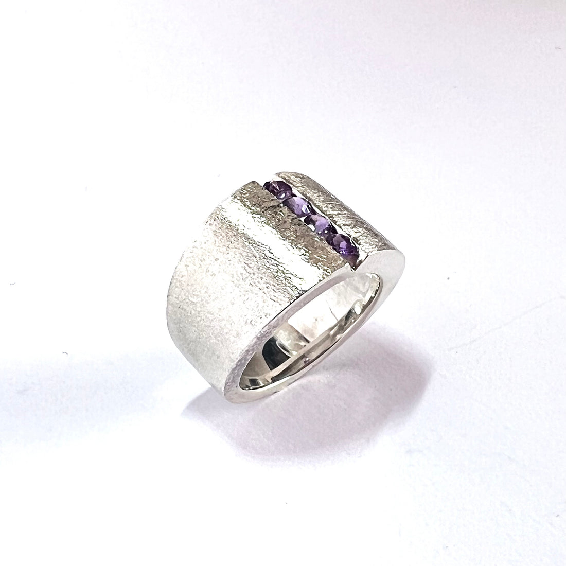 Bague large améthystes