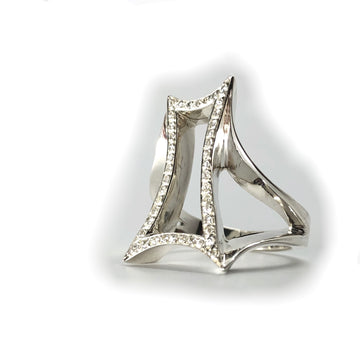 Bague toile, argent et oxyde de zirconium